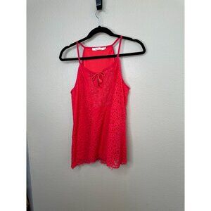 Solitaire Womens Red Pink‎ Tank Top Medium sleeveless mini Cotton pullover